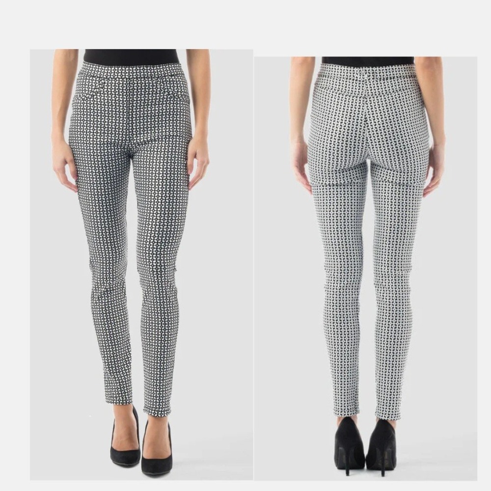 Joseph Ribkoff Pants Womens 8 Reversible Skinny Black Silver Pull On Stretch